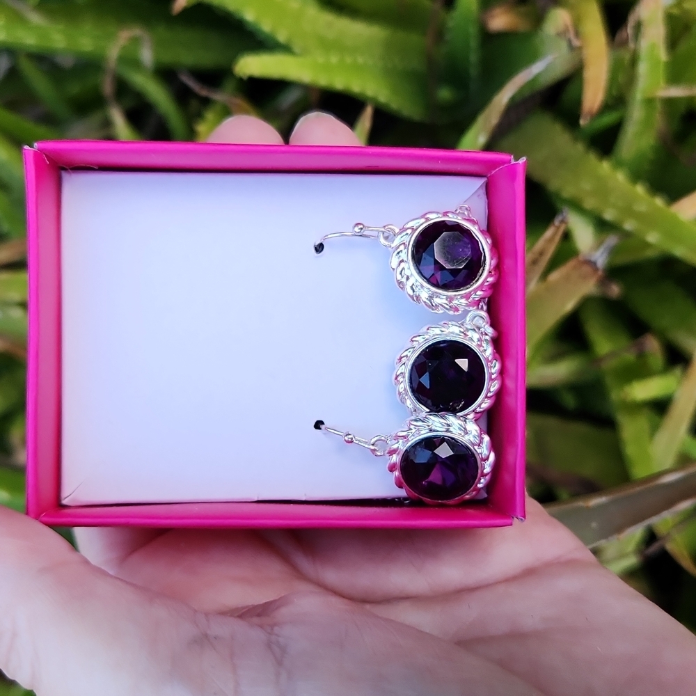 NEW! FEBRUARY - Birthstone Necklace & Earring  Set -  February  purple